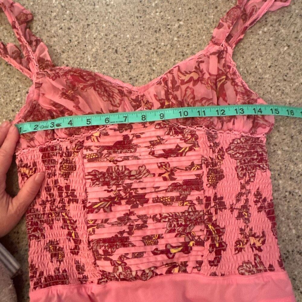 FREE PEOPLE Weekend Plans Pink Smocked Floral Ruffle Bodysuit - Picture 7 of 16